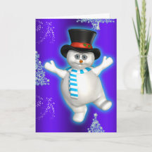 Cute Dancing Snowman Blue Kerstmis