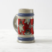 Cute Dancing Snowman Red Kerstmis Bierpul (Voorkant links)