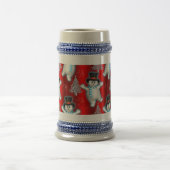 Cute Dancing Snowman Red Kerstmis Bierpul (Center)