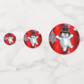 Cute Dancing Snowman Red Kerstmis Confetti (Voorkanten)