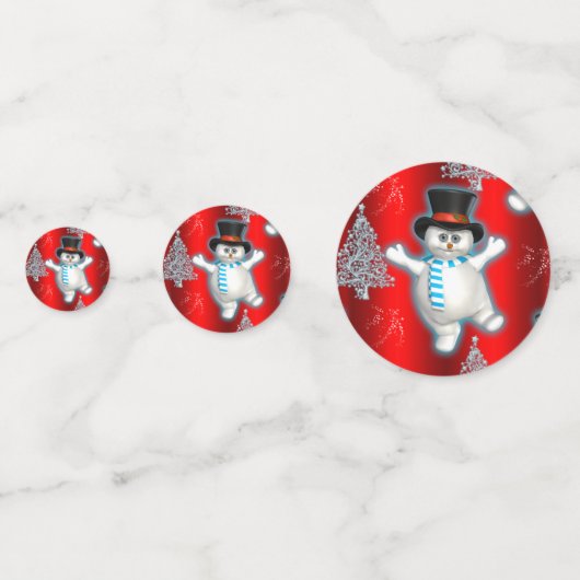 Cute Dancing Snowman Red Kerstmis Confetti (Achterkanten)