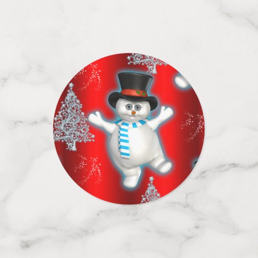 Cute Dancing Snowman Red Kerstmis Confetti (Kleine voorkant)
