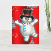 Cute Dancing Snowman Red Kerstmis Kaart (Voorkant)