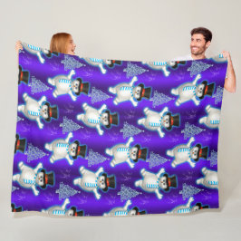 Cute Dancing Snowmen Blue Kerstmis Fleece Deken