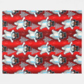 Cute Dancing Snowmen Red Kerstmis Fleece Deken (Voorkant (Horizontaal))