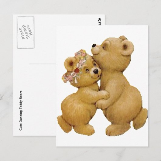 Cute Dancing Teddy Bears Briefkaart (Voorkant / Achterkant)