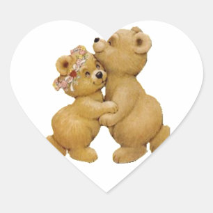 Cute Dancing Teddy Bears Hart Sticker