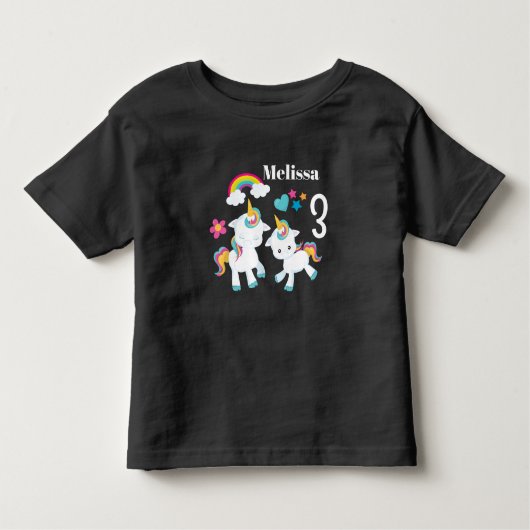 Cute Dancing Unicorns Magical Rainbow Birthday Kinder Shirts (Voorkant)