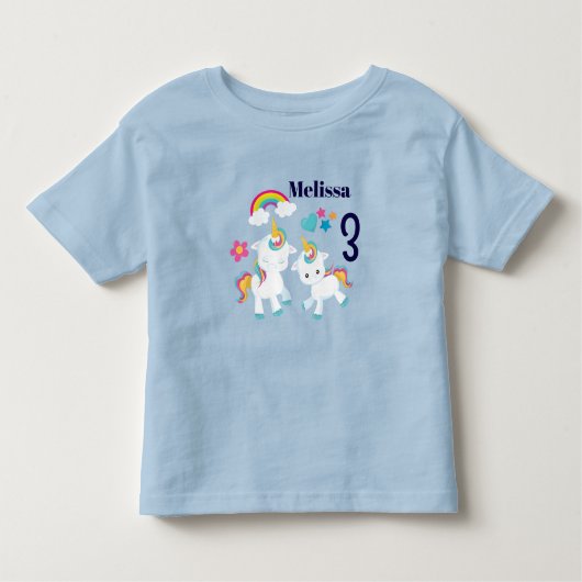 Cute Dancing Unicorns Magical Rainbow Birthday Kinder Shirts (Voorkant)