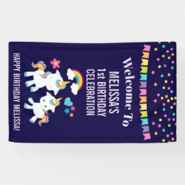 Cute Dancing Unicorns Magical Rainbow Birthday Spandoek