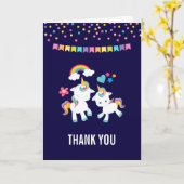 Cute Dancing Unicorns Magical Rainbow Dank u Kaart (Gele Bloem)