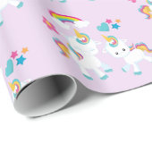 Cute Dancing Unicorns Magical Rainbow Pattern Cadeaupapier (Rol Hoek)