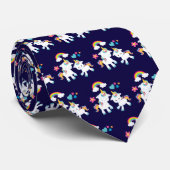 Cute Dancing Unicorns Magical Rainbow Pattern Stropdas (Opgerold)