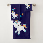 Cute Dancing Unicorns Magical Rainbow & Stars Bad Handdoek (Insitu)