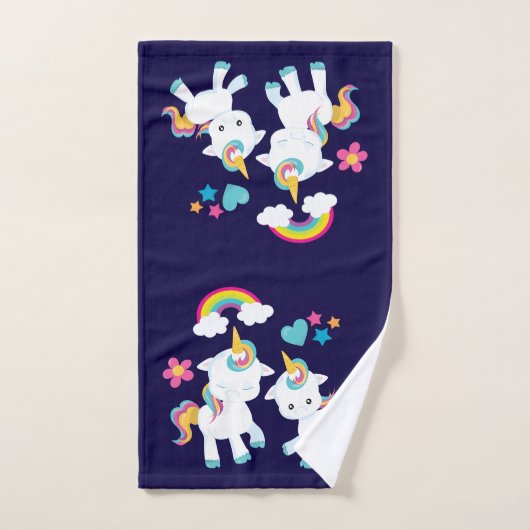 Cute Dancing Unicorns Magical Rainbow & Stars Bad Handdoek (Handdoek)