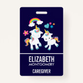 Cute Dancing Unicorns Magical Rainbow & Stars Badge (Achterkant)