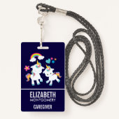 Cute Dancing Unicorns Magical Rainbow & Stars Badge (Achterkant met draagriem)