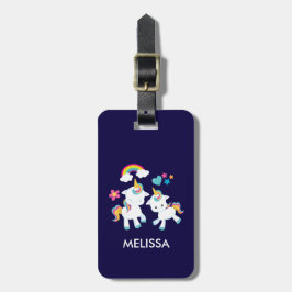 Cute Dancing Unicorns Magical Rainbow & Stars Bagagelabel