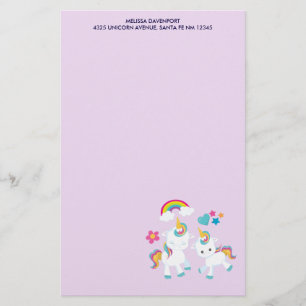 Cute Dancing Unicorns Magical Rainbow & Stars Briefpapier