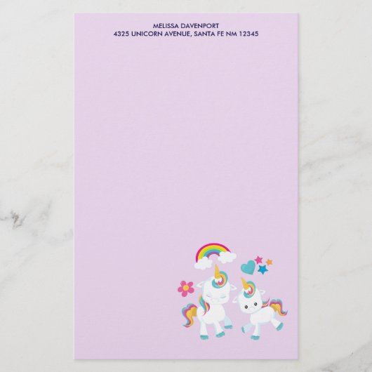 Cute Dancing Unicorns Magical Rainbow & Stars Briefpapier (Voorkant)