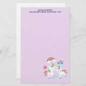 Cute Dancing Unicorns Magical Rainbow & Stars Briefpapier (Voorkant / Achterkant)
