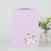 Cute Dancing Unicorns Magical Rainbow & Stars Briefpapier (Staand voorkant)