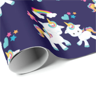 Cute Dancing Unicorns Magical Rainbow & Stars Cadeaupapier