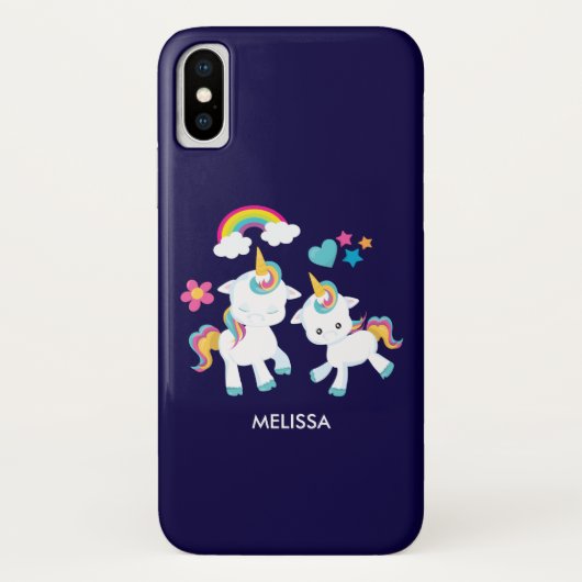 Cute Dancing Unicorns Magical Rainbow & Stars Case-Mate iPhone Case (Achterkant)