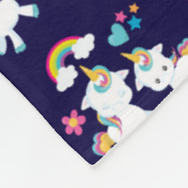 Cute Dancing Unicorns Magical Rainbow & Stars Fleece Deken