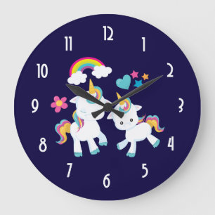 Cute Dancing Unicorns Magical Rainbow & Stars Grote Klok