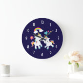 Cute Dancing Unicorns Magical Rainbow & Stars Grote Klok (Huis)