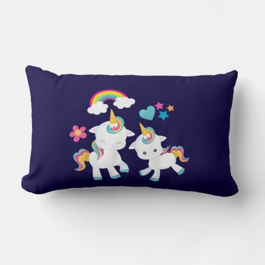 Cute Dancing Unicorns Magical Rainbow & Stars Kussen (Voorkant)
