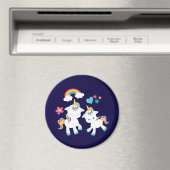 Cute Dancing Unicorns Magical Rainbow & Stars Magneet (Insitu (Vaatwasser))