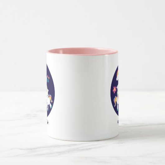 Cute Dancing Unicorns Magical Rainbow & Stars Mok (Midden)