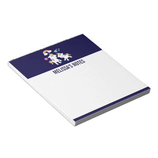 Cute Dancing Unicorns Magical Rainbow & Stars Notitieblok (Schuin)