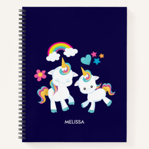 Cute Dancing Unicorns Magical Rainbow & Stars Notitieboek