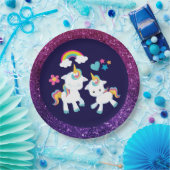 Cute Dancing Unicorns Magical Rainbow & Stars Papieren Bordje (Feest)
