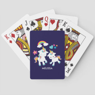 Cute Dancing Unicorns Magical Rainbow & Stars Pokerkaarten