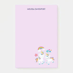 Cute Dancing Unicorns Magical Rainbow & Stars Post-it® Notes