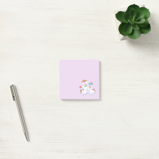 Cute Dancing Unicorns Magical Rainbow & Stars Post-it® Notes (Kantoor)