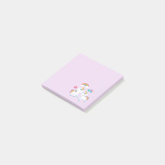 Cute Dancing Unicorns Magical Rainbow & Stars Post-it® Notes (Schuin)