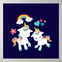 Cute Dancing Unicorns Magical Rainbow & Stars