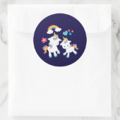 Cute Dancing Unicorns Magical Rainbow & Stars Ronde Sticker (Tas)