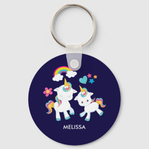 Cute Dancing Unicorns Magical Rainbow & Stars Sleutelhanger
