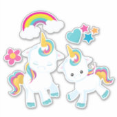 Cute Dancing Unicorns Magical Rainbow & Stars Sticker (Voorkant)