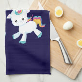 Cute Dancing Unicorns Magical Rainbow & Stars Theedoek (Quarter Fold)