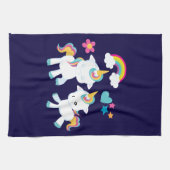 Cute Dancing Unicorns Magical Rainbow & Stars Theedoek (Horizontaal)