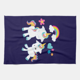 Cute Dancing Unicorns Magical Rainbow & Stars Theedoek