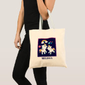 Cute Dancing Unicorns Magical Rainbow & Stars Tote Bag (Voorkant (product))
