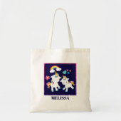 Cute Dancing Unicorns Magical Rainbow & Stars Tote Bag (Voorkant)